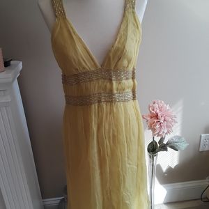 FRENCH CONNECTION Beaded Yellow Tank Dress